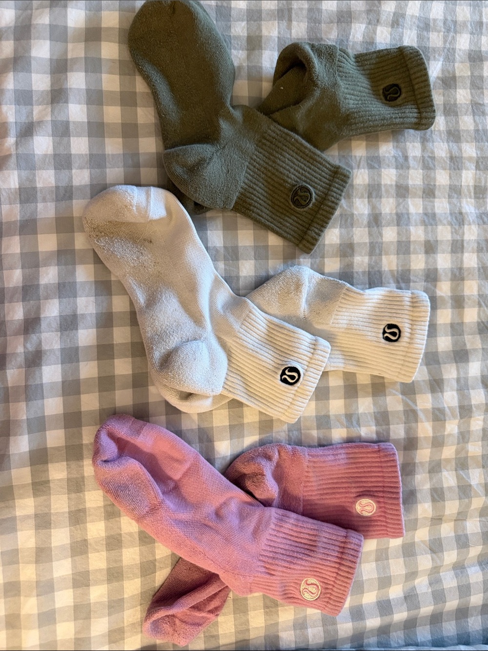 lululemon athletica Crew Socks Trio - Olive, White, Pink